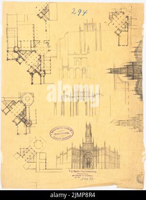 Nohl Maximilian (1830-1863), hôtel de ville de Berlin (Red Rathaus). Projet 3 (1860): Détails. Crayon sur transparent, 36,4 x 28,1 cm (y compris les bords du scan) Nohl Maximilian (1830-1863): Berliner Rathaus (Rotes Rathaus). Projet 3 Banque D'Images