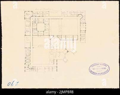 Nohl Maximilian (1830-1863), hôtel de ville de Berlin (Red Rathaus). Projet 3 (1860): Plan d'étage. Crayon sur papier, 19,5 x 26,3 cm (y compris les bords de numérisation) Nohl Maximilian (1830-1863): Berliner Rathaus (Rotes Rathaus). Projet 3 Banque D'Images