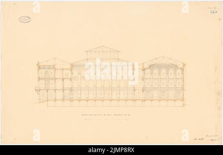 Nohl Maximilian (1830-1863), bourse de Berlin (1858) : section longitudinale. Crayon aquarelle sur papier, 55,1 x 84,3 cm (y compris les bords de numérisation) Nohl Maximilian (1830-1863): Börse, Berlin Banque D'Images