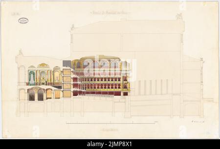 Lucae Richard (1829-1877), New Theatre (Opéra) à Francfort-sur-le-main (1871) : section longitudinale avec vue intérieure. Tuche aquarelle sur la boîte, 62,5 x 98,9 cm (y compris les bords de balayage) Lucae Richard (1829-1877): Théâtre Neues (Oper), Francfort-sur-le-main Banque D'Images