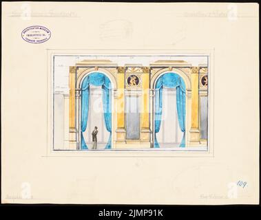 Lucae Richard (1829-1877), Nouveau théâtre (Opéra) à Francfort-sur-le-main (1871-1871): Décoration des procès: Vue intérieure 1:50. Tuche aquarelle sur la boîte, 31,8 x 40,1 cm (y compris les bords de balayage) Lucae Richard (1829-1877): Théâtre Neues (Oper), Francfort-sur-le-main Banque D'Images