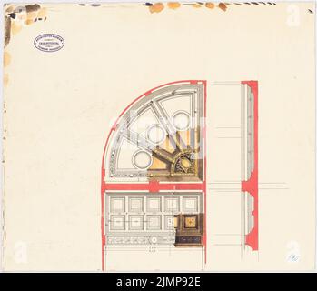 Lucae Richard (1829-1877), New Theatre (Opéra) à Francfort-sur-le-main (1871-1871) : détail de la couverture. Aquarelle de l'encre et du crayon sur la boîte, 40,8 x 47,5 cm (y compris les bords du scan) Lucae Richard (1829-1877): Neues Theatre (Oper), Francfort-sur-le-main Banque D'Images