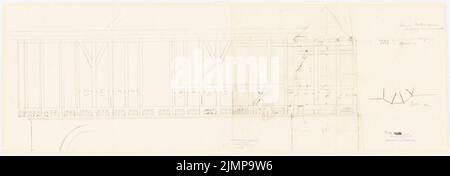 Lehmmübner Paul (1855-1916), Brunnenhaus à Popperode (sans dat.) : construction à colombages à l'étage supérieur. Crayon sur transparent, 28,3 x 81,7 cm (y compris les bords de balayage) Lehmgrübner Paul (1855-1916): Brunnenhaus, Popperode Banque D'Images