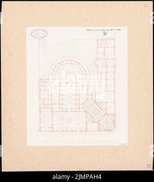 Stier Gustav (1807-1880), maison résidentielle et maison d'édition à Berlin (12,1847): Grundriss OG. Tuche aquarelle sur la boîte, 47,5 x 42,4 cm (y compris les bords de balayage) Stier Gustav (1807-1880): Wohn- und Verlagshaus, Berlin Banque D'Images