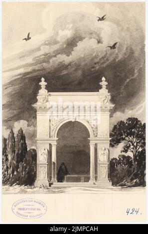 Hoffmann Emil (1845-1901), sépultures et sépultures héréditaires (sans dat.): Vue. Aquarelle crayon sur la boîte, 28,7 x 18,9 cm (y compris les bords de balayage) Hoffmann Emil (1845-1901): Erbbegräbnisse und Grabmäler Banque D'Images