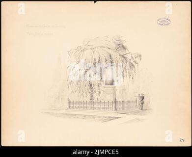 Hoffmann Emil (1845-1901), tombe du général de Gottberg. Concours mensuel août 1885 (probablement dessin original) (08,1885): Perspective View. Aquarelle crayon sur la boîte, 49 x 63,8 cm (y compris les bords de balayage) Hoffmann Emil (1845-1901): Grabdenkmal für General von Gottberg. Monatskonkurrenz août 1885 (wahrscheinlich Originalzeichnung) Banque D'Images