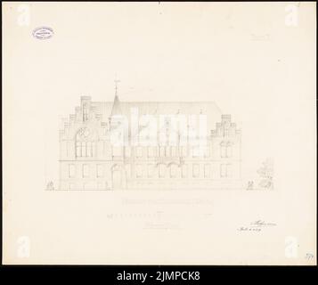 Hoffmann Emil (1845-1901), bureau de district (maison de district) à Marienburg. Compétition mensuelle Mars 1893 (probablement le dessin original) (13.05.1893): RISS vue de face 1: 100. Crayon sur carton, 56,8 x 67,7 cm (y compris les bords de balayage) Hoffmann Emil (1845-1901): Landratsamt (Kreishaus), Marienburg. Monatskonkurrenz März 1893 (wahrscheinlich die Originalzeichnung) Banque D'Images