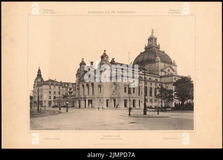 Seeling Heinrich (1852-1932), Schauspielhaus à Francfort-sur-le-main (1899): Vue. Légère pression sur le carton, 32,7 x 48,5 cm (y compris les bords de balayage) Seeling Heinrich (1852-1932): Sauspielhaus, Francfort-sur-le-main Banque D'Images