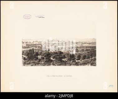 Hoffmann Emil (1845-1901), colonie de villas à Berlin-Southende (01.02.1886): D'un point de vue sur le plan de développement à partir de 1886. Pression sur le papier, 49,2 x 62,2 cm (y compris les bords de balayage) Hoffmann Emil (1845-1901): Villenkolonie Berlin-Südende Banque D'Images