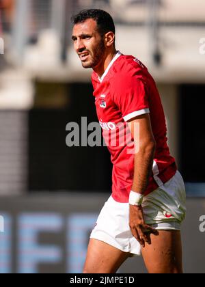ALKMAAR, PAYS-BAS - AOÛT 7 : Vangelis Pavlidis d'AZ Alkmaar regarde pendant le match néerlandais entre les Aigles Alkmaar et Vas-y les AFAS Stadion on 7 août 2022 à Alkmaar, pays-Bas (photo de Patrick Goosen/Orange Pictures) Banque D'Images