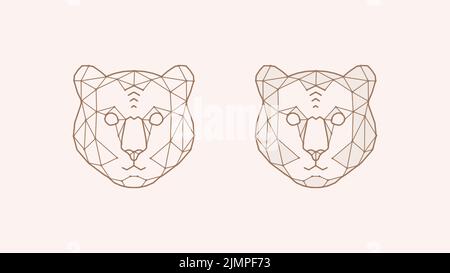 Illustration vectorielle polygonale d'un tigre. Symbole abstrait de la tête de tigre isolé sur fond clair. Logo géométrique de chat sauvage. Banque D'Images
