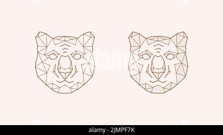 Illustration vectorielle polygonale d'un tigre. Symbole abstrait de la tête de tigre isolé sur fond clair. Logo géométrique de chat sauvage. Banque D'Images