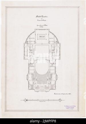 Seeling Heinrich (1852-1932), City Theatre à Essen (1892) : Grundliss 2nd. Encre sur lin, 56 x 40,6 cm (y compris les bords de balayage) Seeling Heinrich (1852-1932): Stadttheater, Essen Banque D'Images