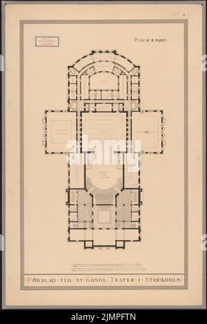 Seeling Heinrich (1852-1932), Opéra de Stockholm (1887) : Grundliss 3rd place. Encre, encre colorée sur carton, 98 x 65,4 cm (y compris les bords de numérisation) Seeling Heinrich (1852-1932): Oper, Stockholm Banque D'Images