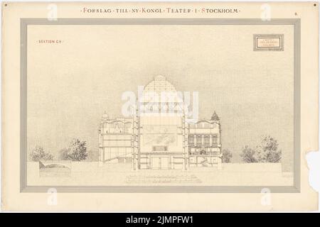 Seeling Heinrich (1852-1932), opéra de Stockholm (1887) : section transversale. Encre, encre colorée sur carton, 66,8 x 100,3 cm (y compris les bords de numérisation) Seeling Heinrich (1852-1932): Oper, Stockholm Banque D'Images