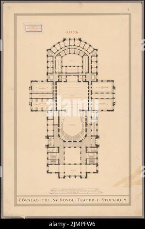 Seeling Heinrich (1852-1932), Opéra de Stockholm (1887): Grundliss 2nd. Encre, encre sur carton, 98,3 x 65,2 cm (y compris les bords de numérisation) Seeling Heinrich (1852-1932): Oper, Stockholm Banque D'Images