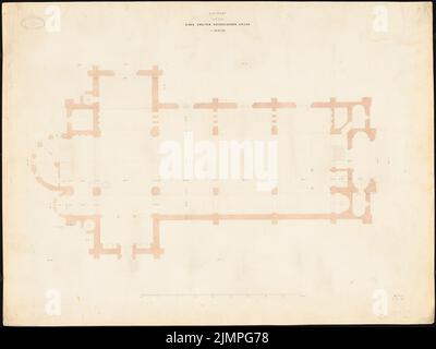 Soller août (1805-1853), catholique St. Michaelskirche à Berlin (08.08.1849): Plan d'étage. Tuche aquarelle sur la boîte, 61,8 x 82,4 cm (y compris les bords de balayage) Soller août (1805-1853): Katholische St. Michaelskirche, Berlin Banque D'Images