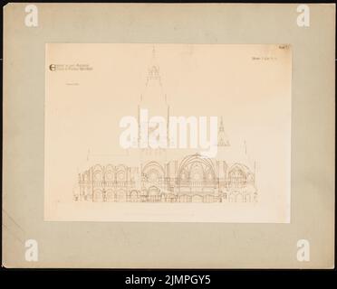 Seeling Heinrich (1852-1932), Garrisonskirche à Dresde-Albertstadt (1893): Section longitudinale. Photo sur carton, 24,9 x 30,9 cm (y compris les bords de balayage) Seeling Heinrich (1852-1932): Garnisonskirche, Dresden-Albertstadt Banque D'Images