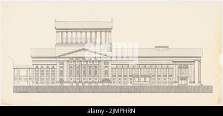 Seeling Heinrich (1852-1932), Opéra Royal de Berlin-Tiergarten (1912) : tourner la façade latérale. Pression sur le papier, 48,4 x 101,5 cm (y compris les bords de balayage) Seeling Heinrich (1852-1932): Königliche Oper, Berlin-Tiergarten Banque D'Images