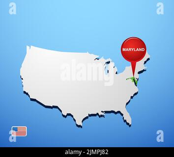 Maryland USA sur la carte Banque D'Images