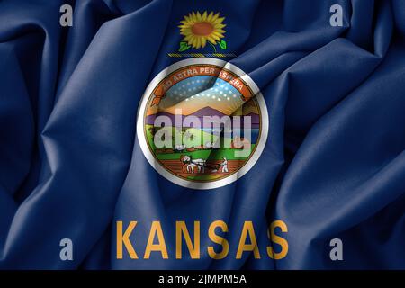 Kansas Flag, USA State Flag Kansas, Fabric Flag Kansas, 3D œuvres et 3D images Banque D'Images