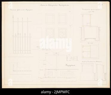 Knoblauch Eduard (1801-1865), Fondation Weydingersche, Berlin-Mitte (1840-1841): Vues, coupes, plan du site. Tuche aquarelle, 48,1 x 59,6 cm (y compris les bords de balayage) Knoblauch Eduard (1801-1865): Weydingersche Stiftung, Berlin-Mitte Banque D'Images