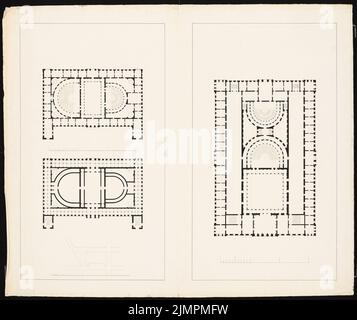 Knoblauch Eduard (1801-1865), Chambre prussienne des représentants, Berlin (1849): Grundrisse (études). Encre, 60,1 x 71,6 cm (y compris les bords de numérisation) Knoblauch Eduard (1801-1865): Preußisches Abgeordnetenhaus, Berlin Banque D'Images