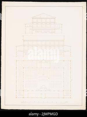 Knoblauch Eduard (1801-1865), Chambre prussienne des représentants, Berlin (1849): Plan d'étage, coupures. Tuche aquarelle, 62,8 x 49,7 cm (y compris les bords de balayage) Knoblauch Eduard (1801-1865): Preußisches Abgeordnetenhaus, Berlin Banque D'Images