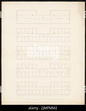 Knoblauch Eduard (1801-1865), Fondation Weydingersche, Berlin-Mitte (1840-1841): Plans d'étage. Tuche aquarelle, 58,7 x 48,1 cm (y compris les bords de balayage) Knoblauch Eduard (1801-1865): Weydingersche Stiftung, Berlin-Mitte Banque D'Images