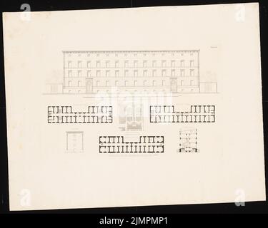 Knoblauch Eduard (1801-1865), Fondation Weydingersche, Berlin-Mitte (1840-1841): Vue, plan du site, plans d'étage, couper. Impression, 47,9 x 59,9 cm (y compris les bords de numérisation) Knoblauch Eduard (1801-1865): Weydingersche Stiftung, Berlin-Mitte Banque D'Images