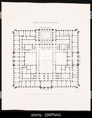 Knoblauch Eduard (1801-1865), hôtel de ville de Berlin (Rotes Rathaus) (1858): Grundriss. Impression, 45,4 x 37,4 cm (y compris les bords de numérisation) Knoblauch Eduard (1801-1865) : Berliner Rathaus (Rotes Rathaus) Banque D'Images