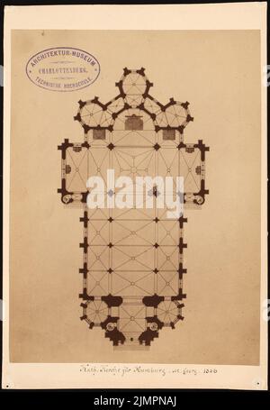 Güldenpfennig Arnold (1830-1908), Eglise catholique de Saint-Georg, Hambourg (1886) : conception romane, plan d'étage. Photo sur papier, 23,7 x 16,4 cm (y compris les bords de numérisation) Güldenpfennig Arnold (1830-1908): Katholische Kirche St. Georg, Hambourg Banque D'Images