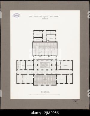 Herrmann Heinrich Ludwig Alexander (1821-1889), bâtiment d'affaires pour le tribunal de district royal, Potsdam (1881-1881): Plan d'étage. Tusche aquarelle sur papier, 75,2 x 61,7 cm (y compris les bords) Herrmann Heinrich Ludwig Alexander (1821-1889): Geschäftsgebäude für das königliche Landgericht, Potsdam Banque D'Images