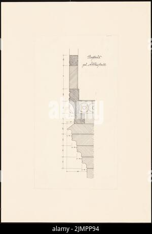 Lehmmübner Paul (1855-1916), Rathaus in Duderstadt (1898): Système à demi-secteur de la vue de face, coupé. Encre sur carton, 58,1 x 39,6 cm (y compris les bords de numérisation) Lehmgrübner Paul (1855-1916): Rathaus, Duderstadt Banque D'Images