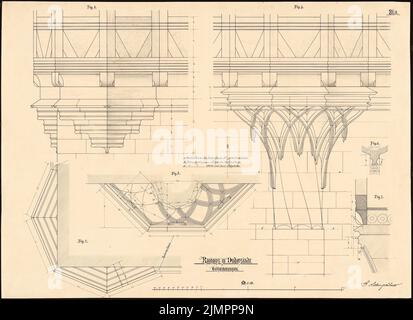 Lehmmübner Paul (1855-1916), Rathaus in Duderstadt (1898): Erkerdetails, dessins partiels, 1:10. Encre sur carton, 63,9 x 88 cm (y compris les bords de numérisation) Lehmgrübner Paul (1855-1916): Rathaus, Duderstadt Banque D'Images