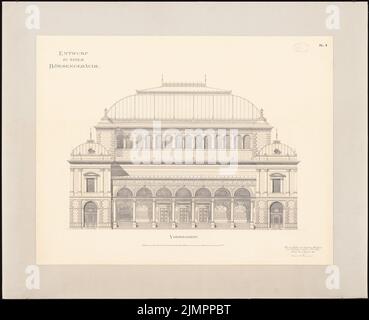 Heimann Emanuel (1855-1910), bâtiment boursier (30 décembre 1884): Vue de face. Tusche aquarelle sur papier, 79,1 x 97,4 cm (y compris les bords de numérisation) Heimann Emanuel (1855-1910): Börsengebäude Banque D'Images