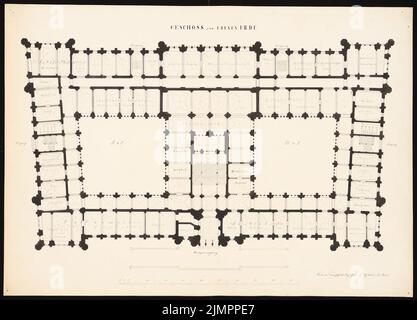 Knoblauch Eduard (1801-1865), hôtel de ville de Hambourg (1854) : rez-de-chaussée. Encre, 47,5 x 66,1 cm (y compris les bords de numérisation) Knoblauch Eduard (1801-1865): Rathaus, Hambourg Banque D'Images