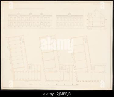 Knoblauch Eduard (1801-1865), bâtiments publics (sans date): Vues, plans d'étage, coupés. Encre, 48,2 x 60,1 cm (y compris les bords de numérisation) Knoblauch Eduard (1801-1865): Öffentliche Bauten Banque D'Images