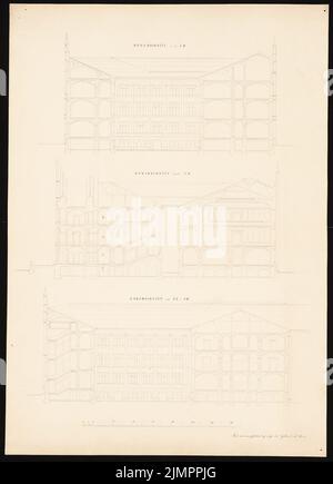 Knoblauch Eduard (1801-1865), hôtel de ville de Hambourg (1854): Cuts. Tuche aquarelle, 66,2 x 47,9 cm (y compris les bords de numérisation) Knoblauch Eduard (1801-1865): Rathaus, Hambourg Banque D'Images