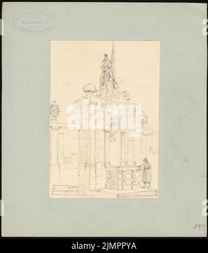 Hoffmann Emil (1845-1901), fontaine à la nouvelle résidence de Bamberg (08/30/1893): Contenu du plan N.N. détecté. Crayon sur papier, 24,8 x 21,6 cm (y compris les bords de balayage) Hoffmann Emil (1845-1901): Brunnen an der neuen Residenz, Bamberg Banque D'Images