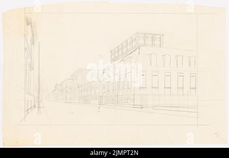 Poelzig Hans (1869-1936), augmentation de l'hôtel Kaiserhof ou tour en hauteur sur la propriété Wilhelmstraße 78, Berlin (1926): Wilhelmstr. 78, Kaiserhof, croquis pour une vue perspective de Wilhelmstr. Crayon sur transparent, 57,3 x 88,8 cm (y compris les bords de balayage) Poelzig Hans (1869-1936): Aufstockung des Hotels Kaiserhof bzw. Hochhaus auf dem Grundstück Wilhelmstraße 78, Berlin-Mitte Banque D'Images