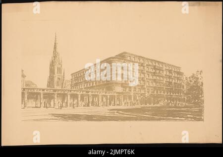 Poelzig Hans (1869-1936), Hôtel Atlantik à Chemnitz (1924): Vue perspective. Pause légère sur papier, 65,9 x 100,1 cm (y compris les bords de numérisation) Poelzig Hans (1869-1936): Hotel, Chemnitz Banque D'Images