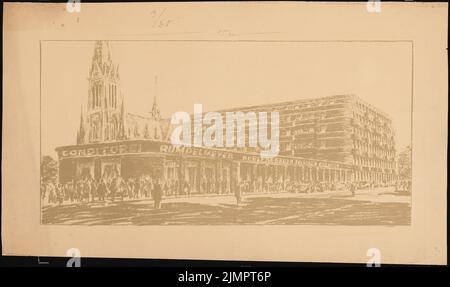 Poelzig Hans (1869-1936), Hôtel Atlantik à Chemnitz (1924): Vue perspective. Pause légère sur papier, 70,9 x 119,7 cm (y compris les bords de numérisation) Poelzig Hans (1869-1936): Hotel, Chemnitz Banque D'Images