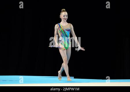 Anna Sokolova de Chypre participe à la finale de gymnastique rythmique des clubs à l'Arena Birmingham le neuf jour des Jeux du Commonwealth de 2022 à Birmingham. Date de la photo: Samedi 6 août 2022. Banque D'Images