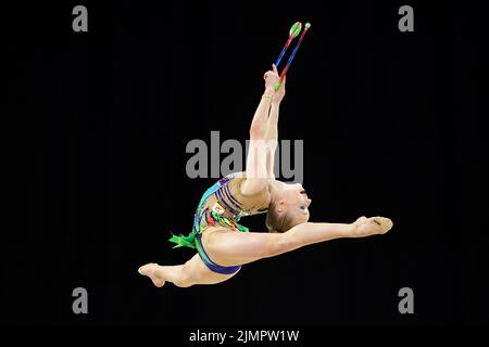 Anna Sokolova de Chypre participe à la finale de gymnastique rythmique des clubs à l'Arena Birmingham le neuf jour des Jeux du Commonwealth de 2022 à Birmingham. Date de la photo: Samedi 6 août 2022. Banque D'Images