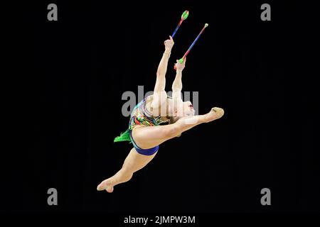 Anna Sokolova de Chypre participe à la finale de gymnastique rythmique des clubs à l'Arena Birmingham le neuf jour des Jeux du Commonwealth de 2022 à Birmingham. Date de la photo: Samedi 6 août 2022. Banque D'Images