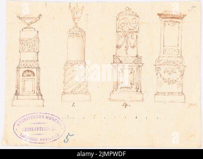 Schadow Friedrich Gottlieb (1761-1831), meubles, fours, installations (1798): Design four. Encre, crayon sur papier, 13 x 17,6 cm (y compris les bords) Schadow Friedrich Gottlieb (1761-1831): Möbel, Öfen, Einrichtungen Banque D'Images