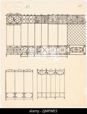 Schadow Friedrich Gottlieb (1761-1831), meubles, fours, installations (sans dat.): Grille de Gusseins. Encre sur papier, 24,4 x 19,7 cm (y compris les bords de balayage) Schadow Friedrich Gottlieb (1761-1831): Möbel, Öfen, Einrichtungen Banque D'Images