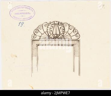 Schadow Friedrich Gottlieb (1761-1831), meubles, fours, installations (sans dat.): Création de miroirs. Encre sur papier, 16 x 19,7 cm (y compris les bords de balayage) Schadow Friedrich Gottlieb (1761-1831): Möbel, Öfen, Einrichtungen Banque D'Images