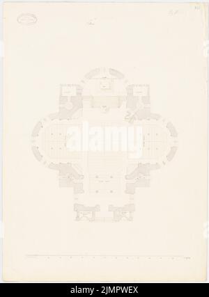Salzenberg Wilhelm (1803-1887), Petrikirche à Berlin (1844): Plan d'étage. Tusche aquarelle sur papier, 65,2 x 48,1 cm (y compris les bords de numérisation) Salzenberg Wilhelm (1803-1887): Petrikirche, Berlin Banque D'Images